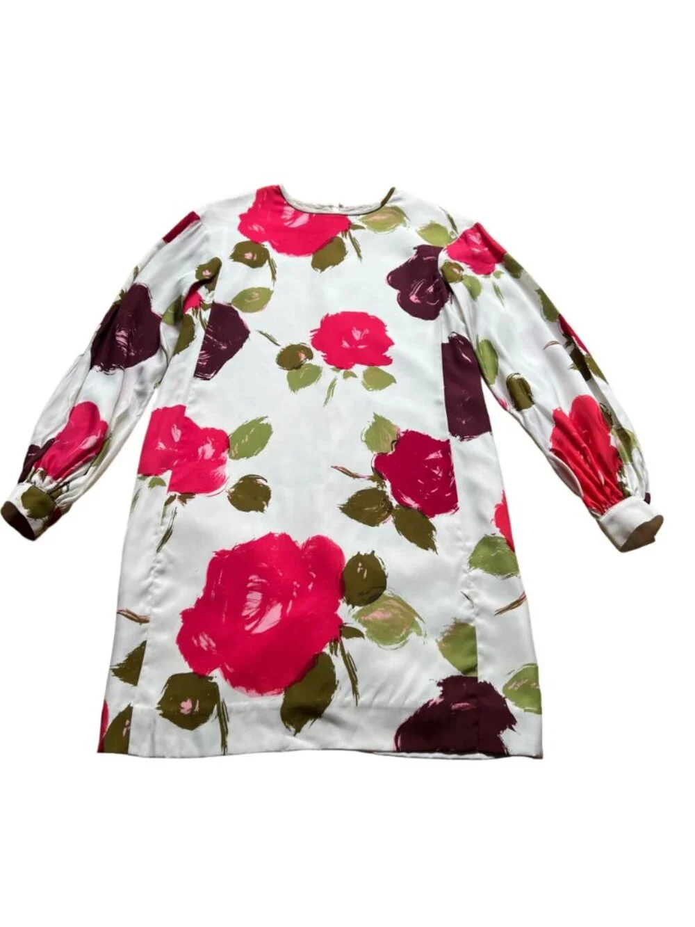 Kate Spade New York Size XXS Red Green Just Rosy Silk Blend Floral Shift Dress
